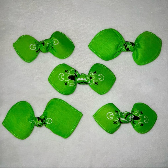 Lime Green Paisley Rockabilly Bandana Knotted Hair Bow - Picture 9 of 11